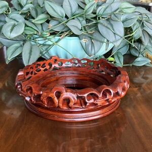 Rosewood Carved Plant Holder Base
